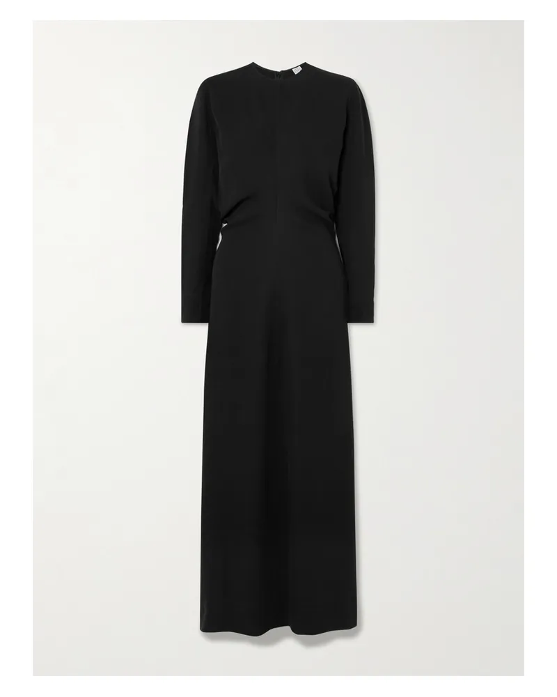 Totême Garderob Gathered Crepe Maxi Dress - Black Black