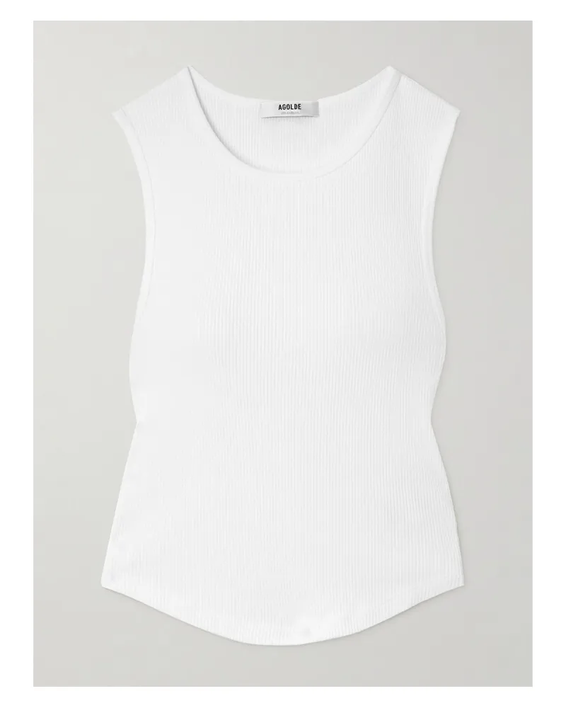 AGOLDE Nova Verkürztes Tanktop Aus Einer Gerippten Biobaumwoll-tencel™-lyocellmischung Mit Stretch-anteil - Weiß Weiß
