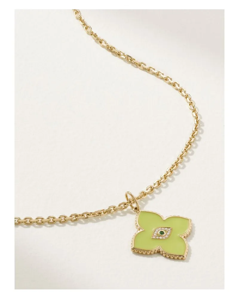 Sydney Evan Evil Eye Kette Aus 14 Karat Gold Mit Emaille, Smaragd Und Diamanten Gold