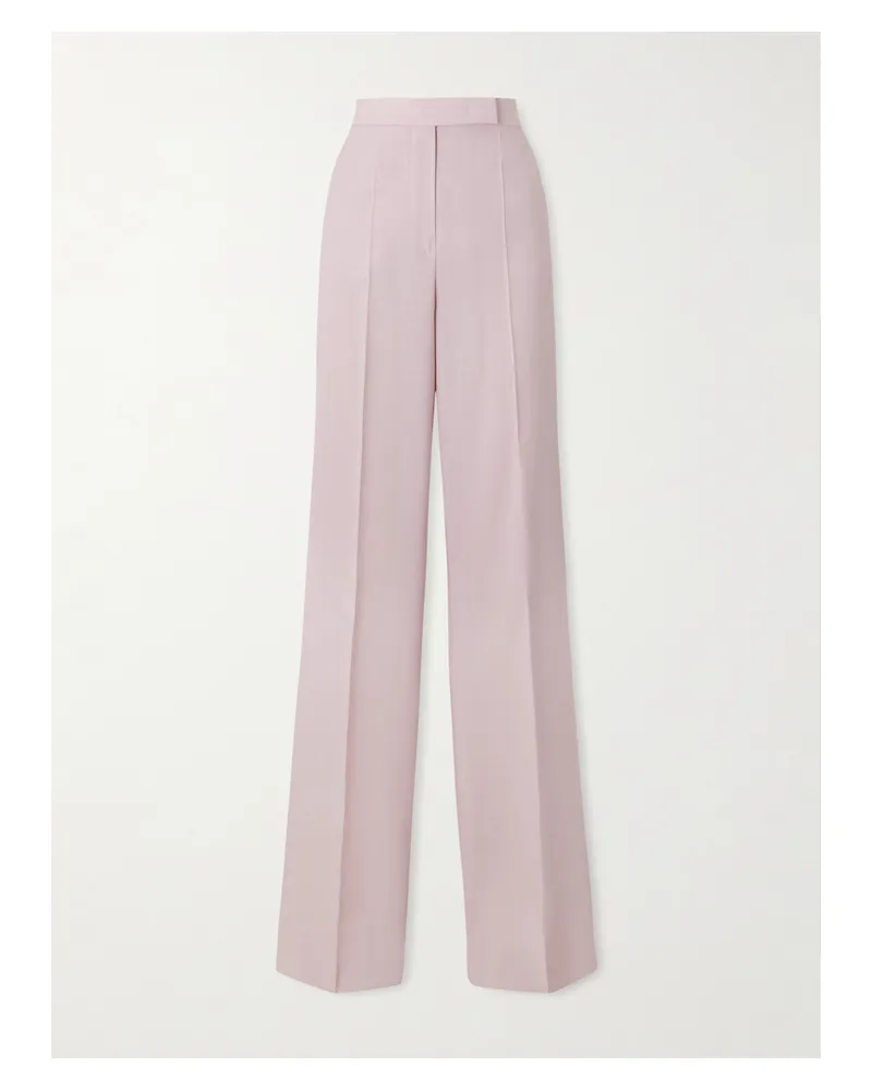 Max Mara Hose Mit Geradem Bein Aus Einer Mischung Aus Wolle, Mohair Und Seide Mit Falten - Pink Pink
