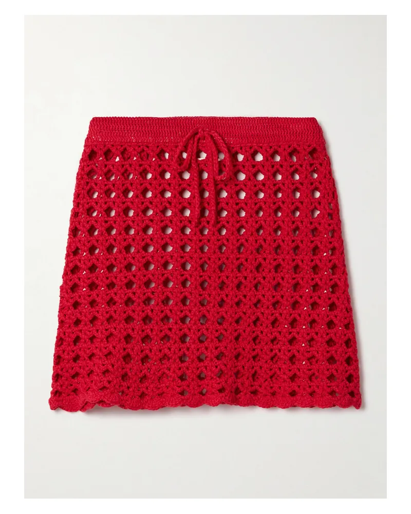 Suzie Kondi Crete Minirock Aus Baumwolle In Lochstrick - Rot Rot