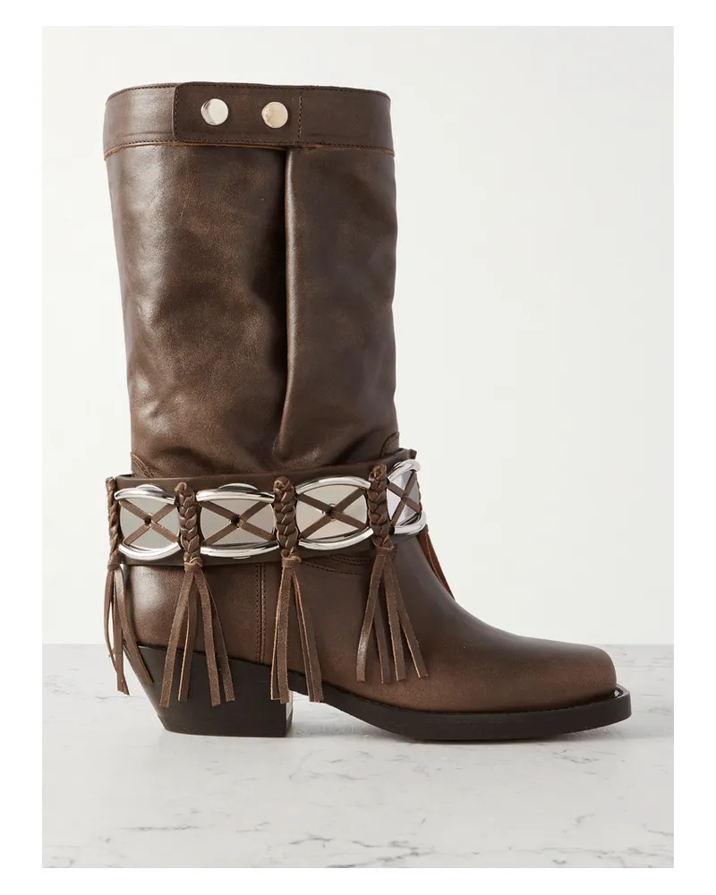 Isabel Marant Ademe Stiefel Aus Leder Mit Fransen Und Verzierungen - Braun Braun