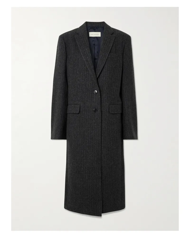 Dries van Noten Mantel Aus Woll-twill Mit Nadelstreifen - Grau Grau