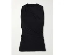 Gathered Stretch-jersey T-shirt - Black