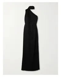 Stella McCartney Asymmetrische Robe aus Jacquard aus einer Seidenmischung Schwarz