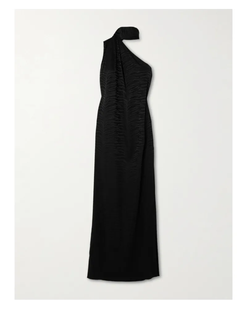 Stella McCartney Asymmetrische Robe aus Jacquard aus einer Seidenmischung Schwarz