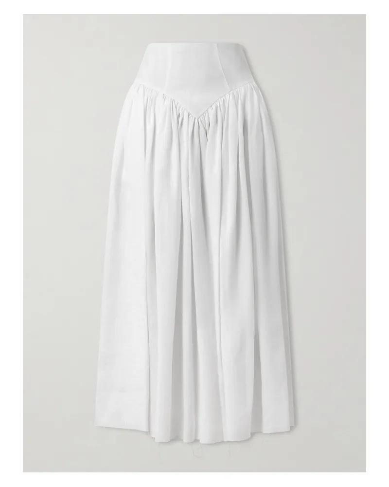 Gabriela Hearst Juniper Midirock Aus Leinen Mit Distressed-details - Weiß Weiß