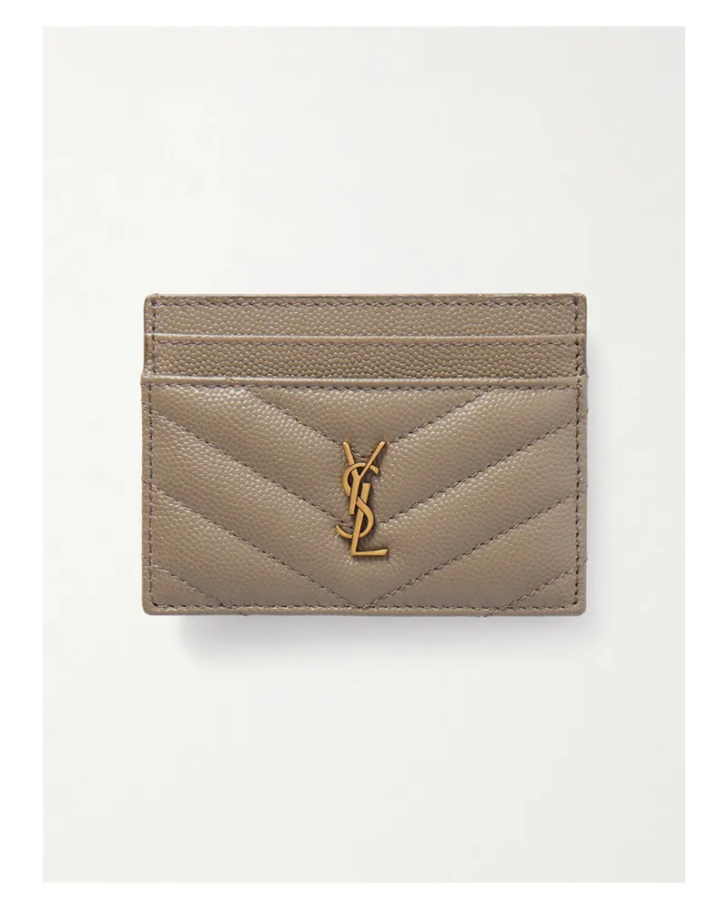 Saint Laurent Cassandre Kartenetui Aus Strukturiertem Matelassé-leder - Grau Grau