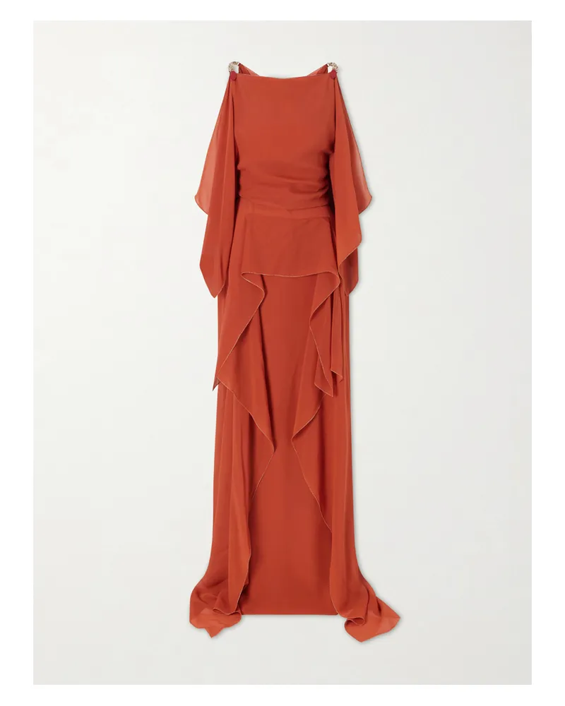 Lanvin Ruffled Silk-chiffon Gown - Orange Orange
