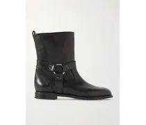 Calica Buckled Leather Biker Boots - Black
