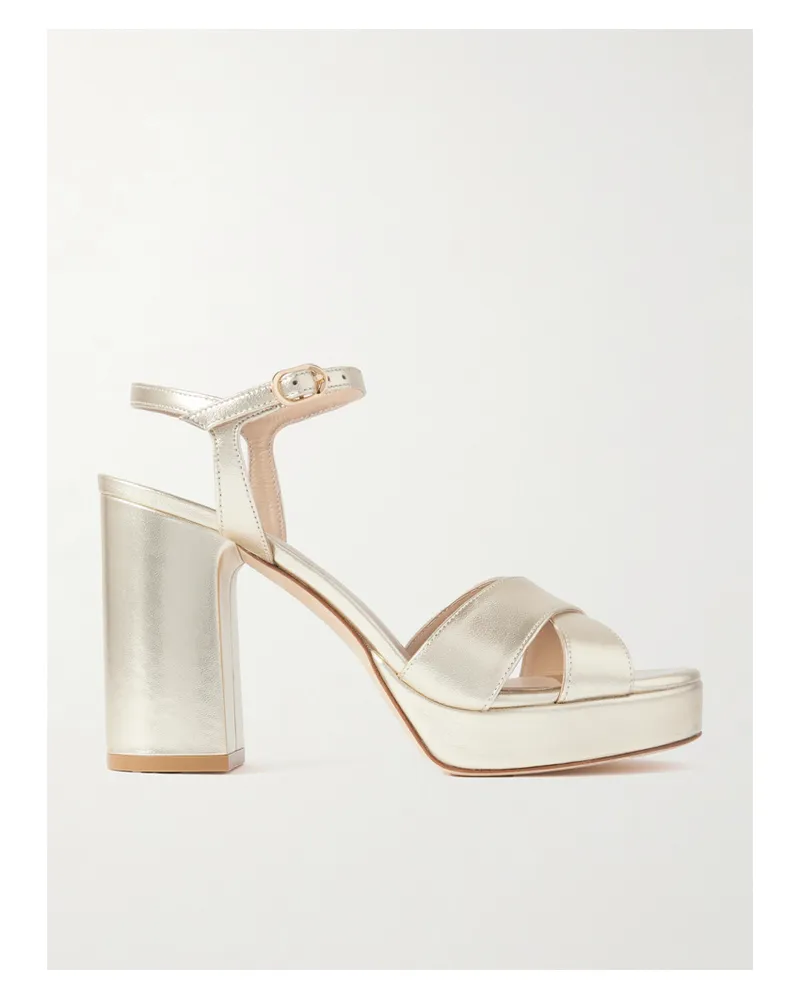 Stuart Weitzman Dayna Plateausandalen Aus Metallic-leder - Gold Gold