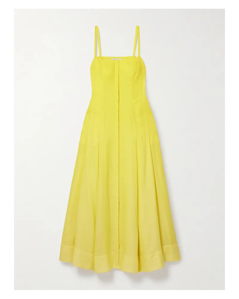 Gabriela Hearst Magritte Maxikleid Aus Einer Kaschmir-seidenmischung Mit Fischgratmuster - Gelb Gelb