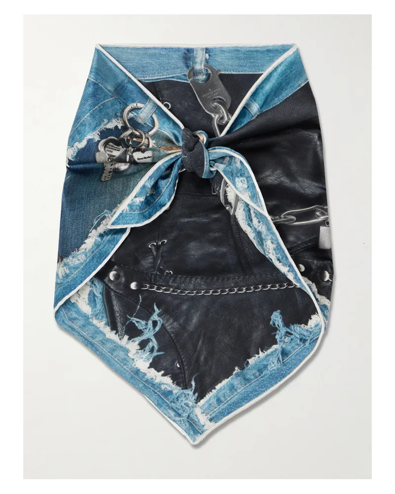 Acne Studios Bedrucktes Seidentuch - Schwarz Schwarz