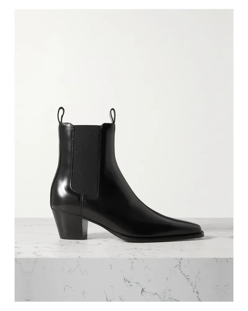 Totême Net Sustain The City Leather Ankle Boots - Black Black