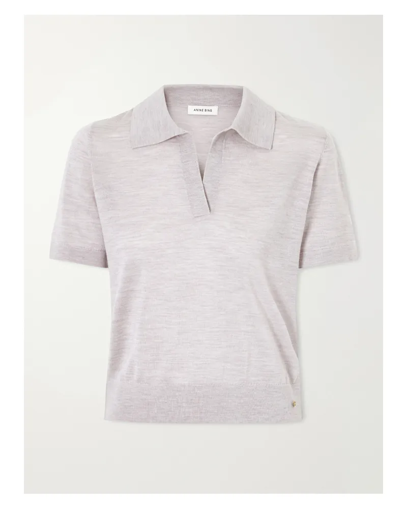 Anine Bing Moni Wool And Cashmere-blend Polo Sweater - Gray Gray