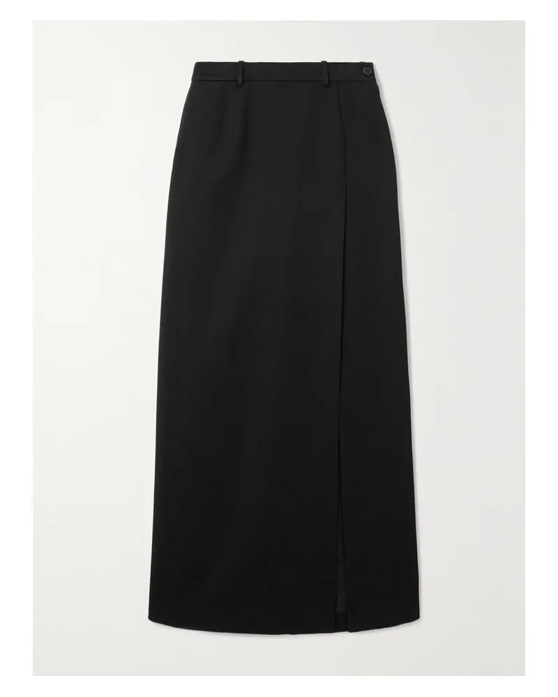 Balenciaga Maxirock Aus Wollgabardine Mit Wickeleffekt - Schwarz Schwarz