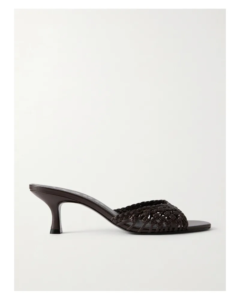 STAUD Brigitte Woven Leather Mules - Brown Brown