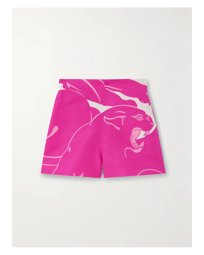 Valentino Garavani Shorts Aus Seiden-twill Mit Print - Pink Pink