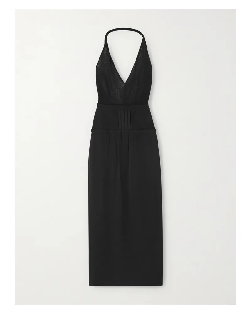 ATTICO Jersey Halterneck Midi Dress - Black Black