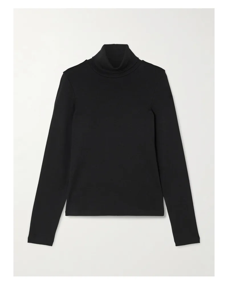 Flore Flore Dinah Rollkragenoberteil Aus Geripptem Biobaumwoll-jersey - Schwarz Schwarz