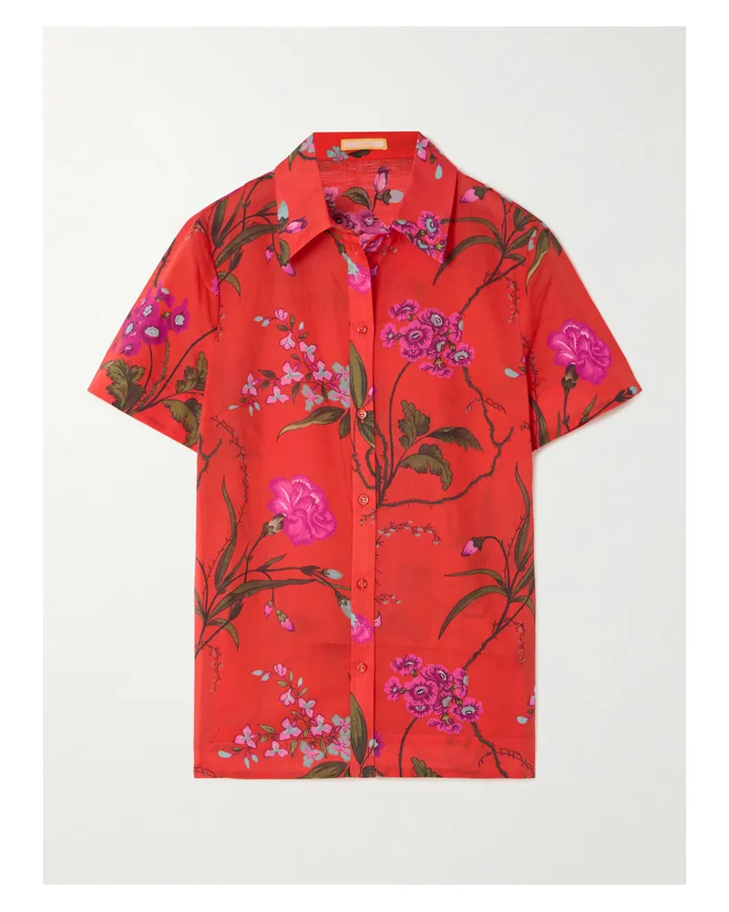 Erdem Swinbrook Hemd Aus Einer Baumwoll-leinenmischung Mit Blumenprint - Rot Rot