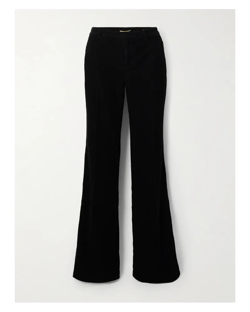 Saint Laurent Bootcut-hose aus Baumwollcord Schwarz