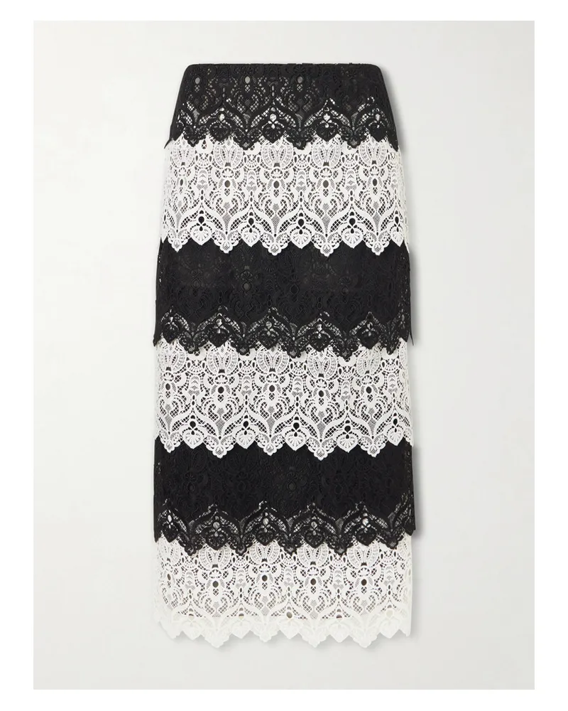 Carolina Herrera New York Lace Midi Skirt - Black Black