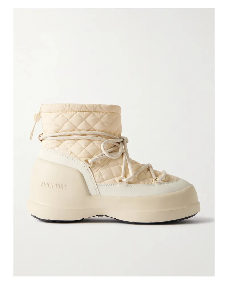 Moon Boot Mezzaluna Mid Rubber And Quilted Shell Snow Boots - Cream Cream