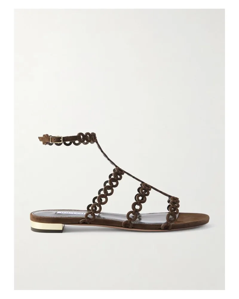 Aquazzura Infinity Sandalen Aus Veloursleder - Braun Braun