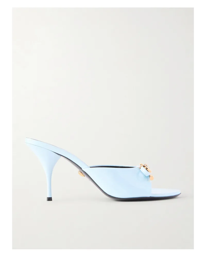 Versace Opera Mules Aus Lackleder Mit Verzierungen - Blau Blau