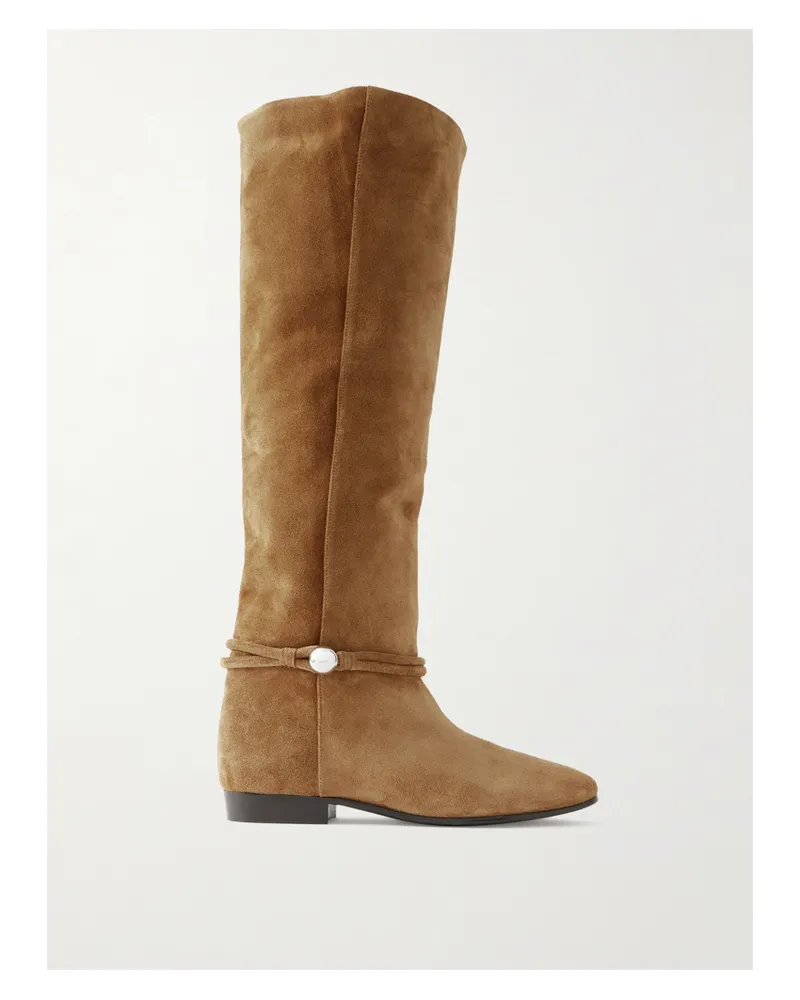 Isabel Marant Nynel Kniehohe Stiefel Aus Veloursleder Mit Verzierung - Braun Braun