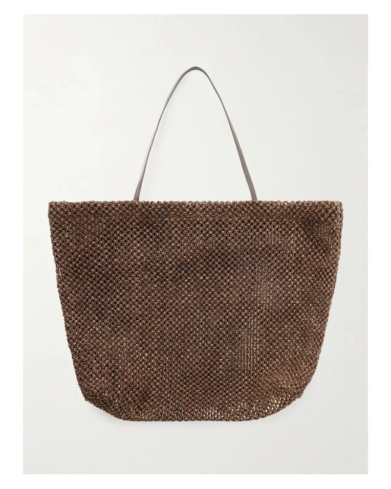 The Row Barn Leather-trimmed Raffia Tote - Brown Brown