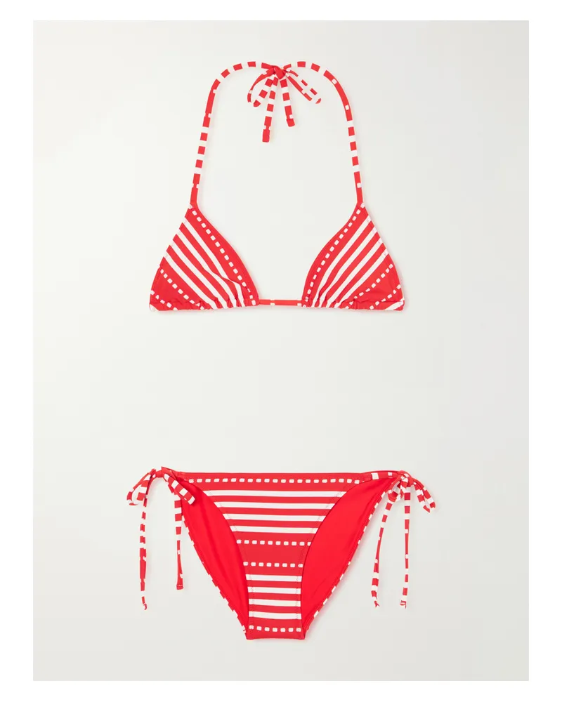 lemlem Malia Striped Triangle Bikini - Red Red