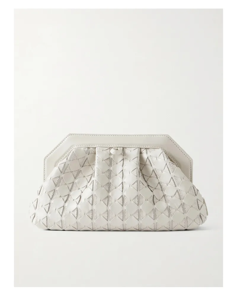 Serapian Secret Mini Embellished Woven Leather Clutch - Ivory Ivory