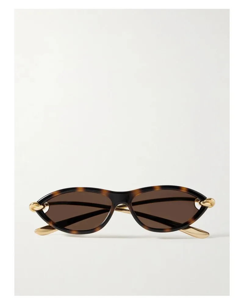 Bottega Veneta New Knot Sonnenbrille Mit Cat-eye-rahmen Aus Azetat In Hornoptik Und Goldfarbenem Metall Horn