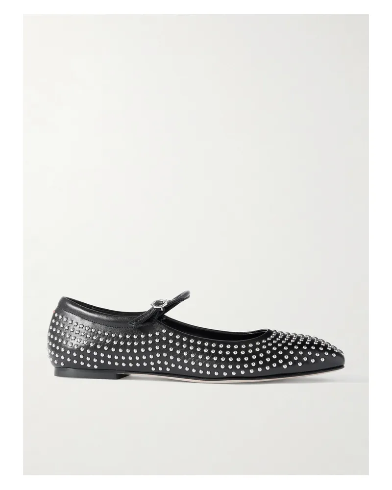 aeyde Uma Studded Leather Mary Jane Ballet Flats - Black Black