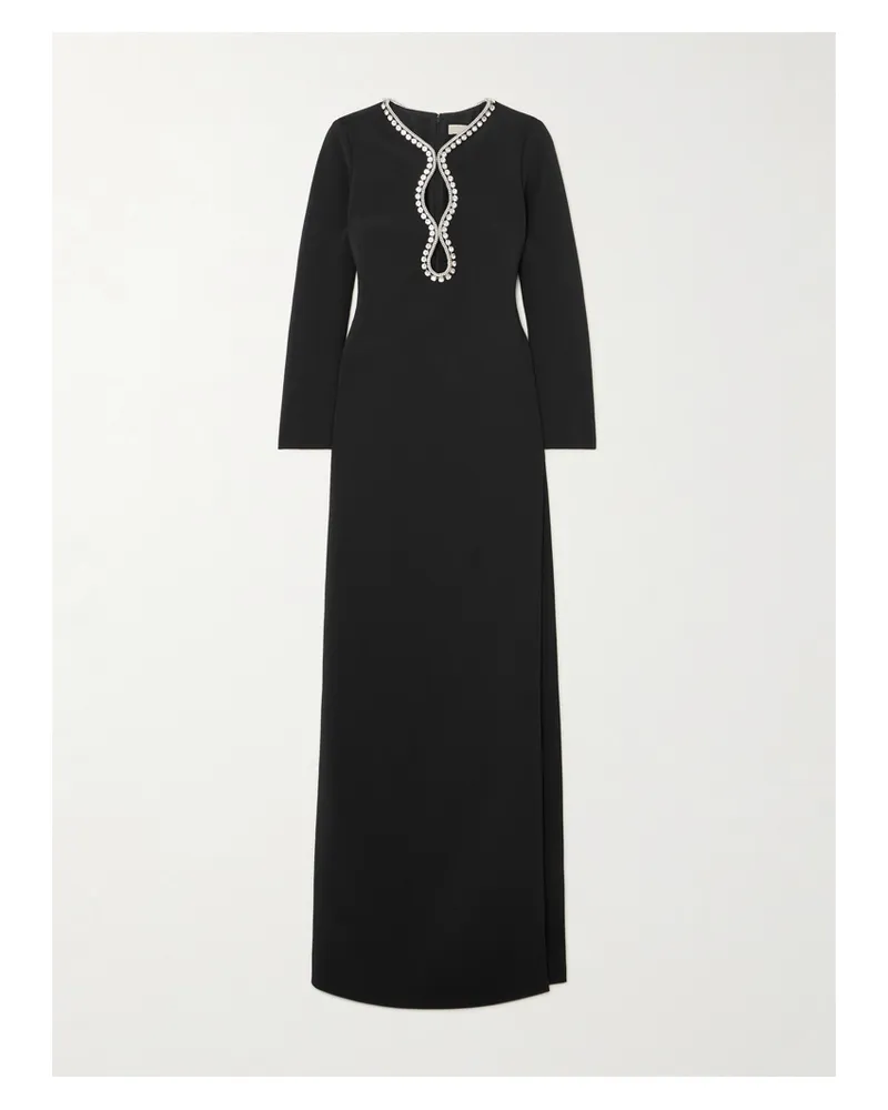 Elie Saab Robe Aus Stretch-cady Mit Cut-out Und Kristallen - Schwarz Schwarz