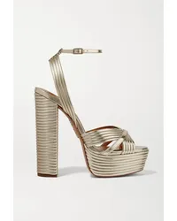 Aquazzura Sundance 140 Plateausandalen aus Metallic-leder Gold