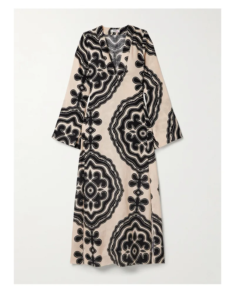 lemlem Theodora Midikleid Aus Bedrucktem Leinen - Creme Creme