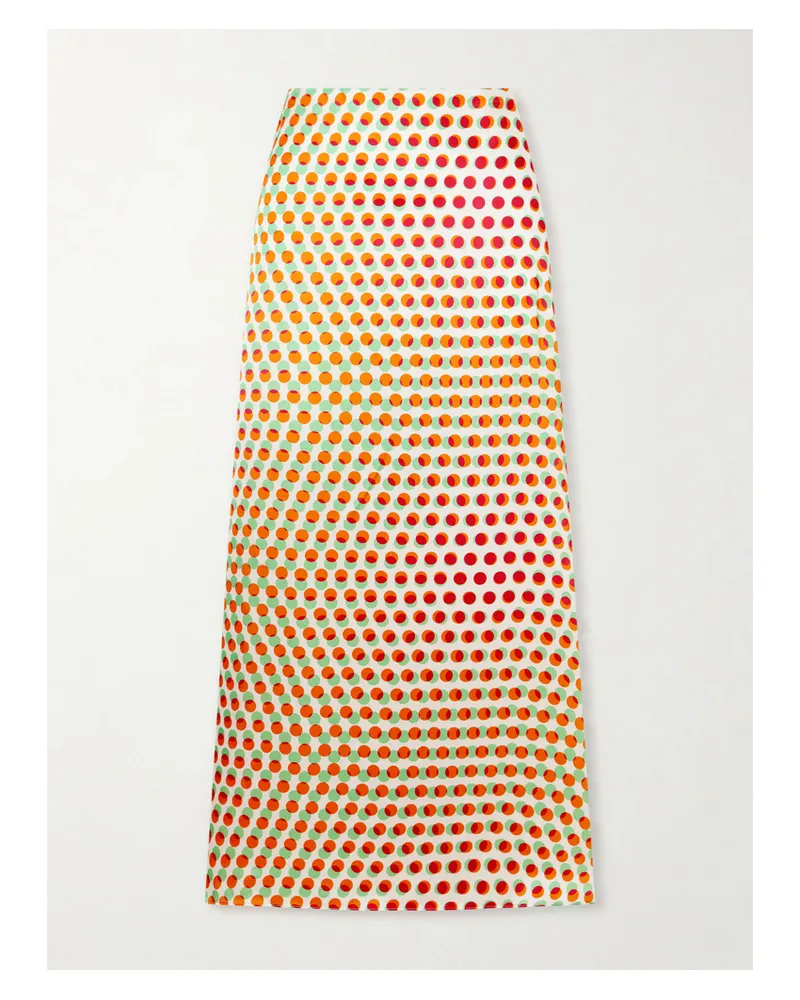 Dries van Noten Susya Polka-dot Silk-satin Midi Skirt - Neutrals Neutrals