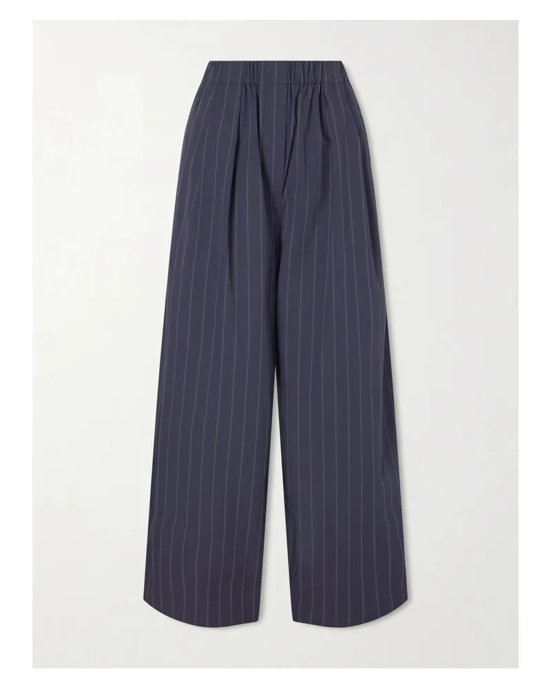 St. Agni Hose Mit Weitem Bein Aus Einer Baumwollmischung Mit Nadelstreifen - Blau Blau