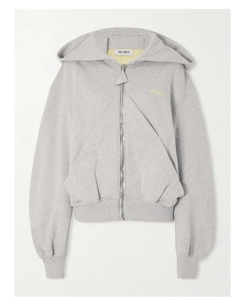 ATTICO Embroidered Cotton-blend Jersey Zip-up Hoodie - Gray Gray