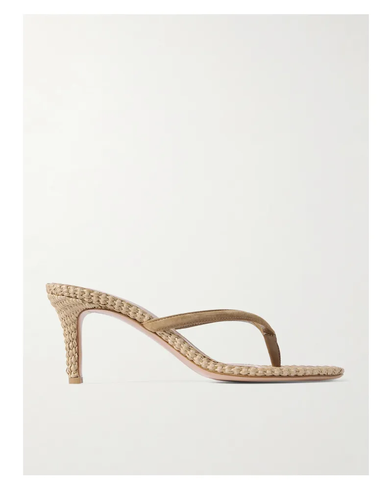 Gianvito Rossi Calypso 80 Suede-trimmed Raffia Sandals - Brown Brown