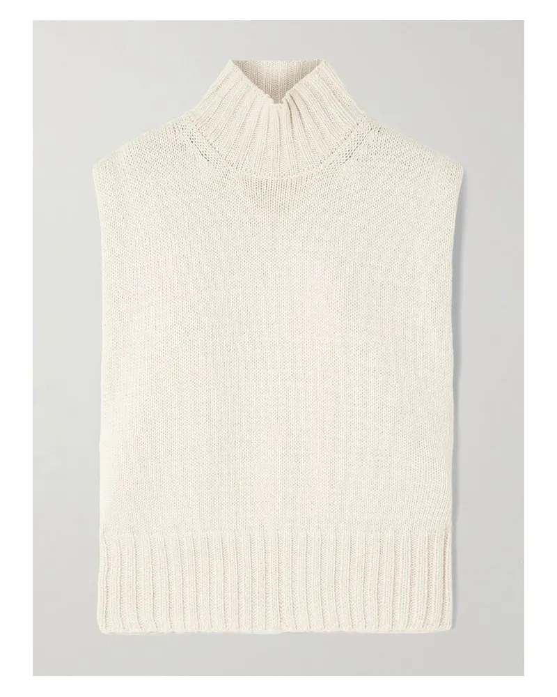 Róhe Ärmelloser Stehkragenpullover Aus Einer Woll-kaschmirmischung - Creme Creme