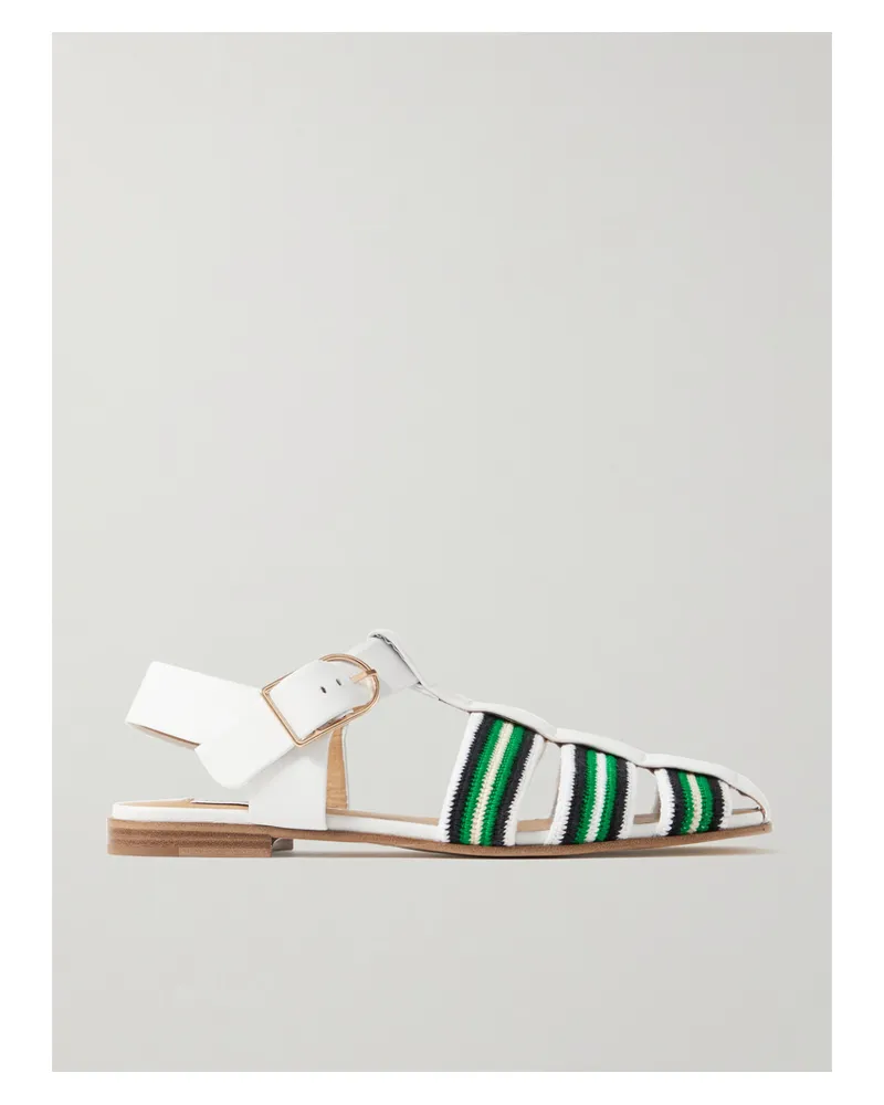 Gabriela Hearst Calla Sandalen Aus Gestreiftem Häkelstrick Und Leder - Elfenbein Elfenbein