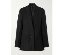 Oversized-blazer Aus Wolle Mit Fransen - Schwarz