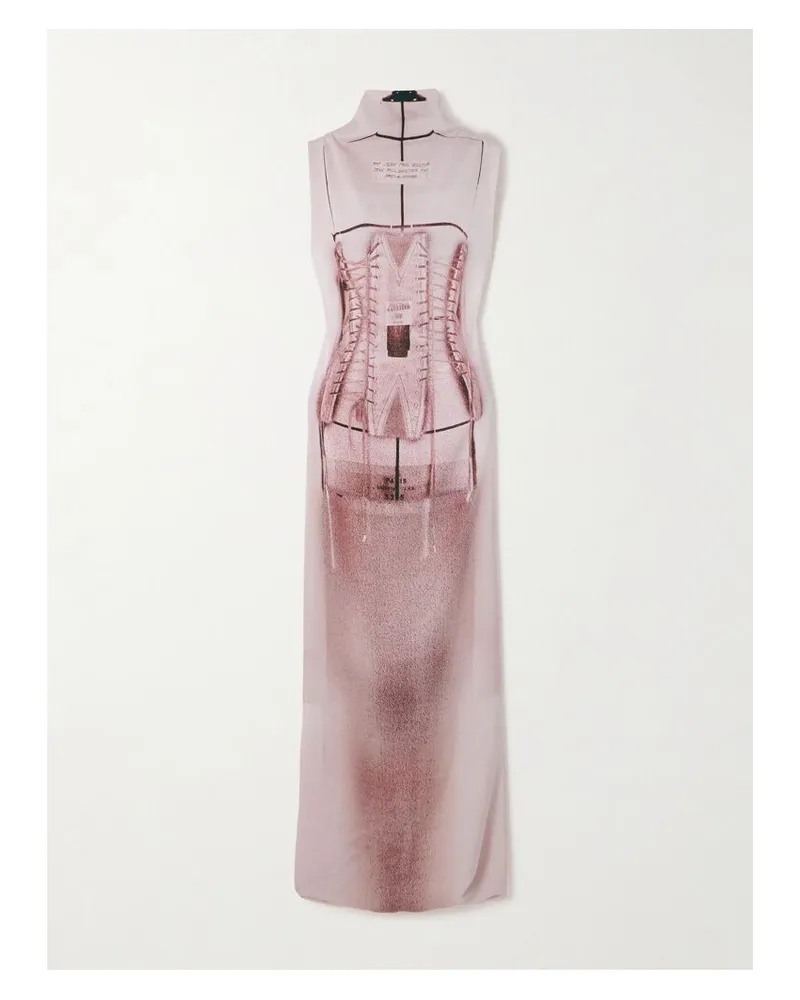 Jean Paul Gaultier Maxikleid Aus Jersey Mit Trompe-l'œil-print - Pink Pink