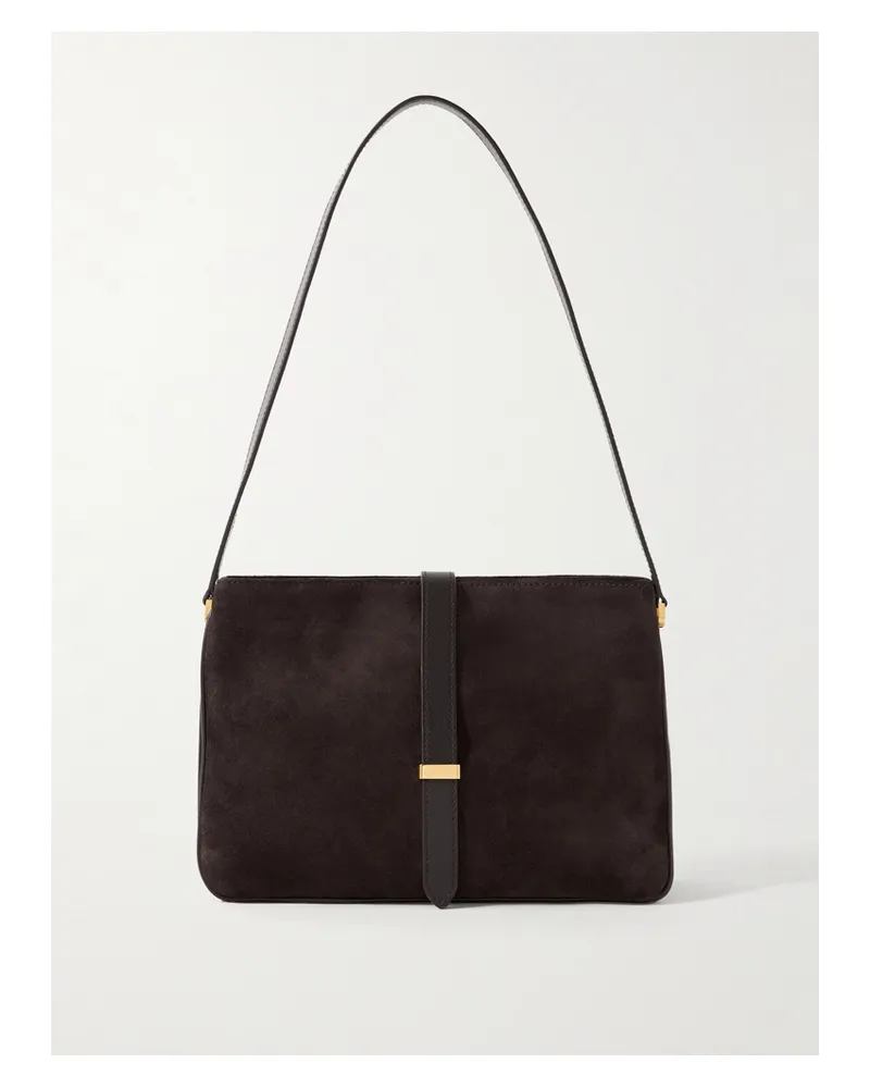 Nili Lotan Jane Leather-trimmed Suede Shoulder Bag - Brown Brown