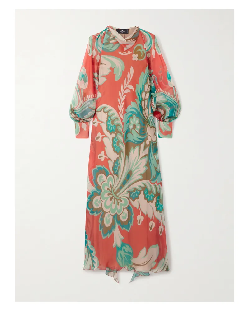 Etro Maxikleid Aus Seidenchiffon Mit Blumenprint - Blau Blau