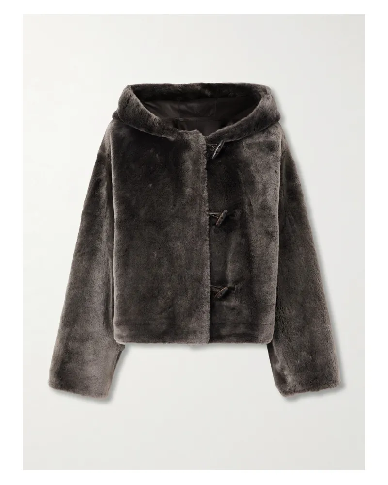 Yves Salomon Kapuzenjacke Aus Shearling - Grün Grün